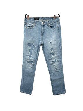 J. Crew Light Wash Broken-In Boyfriend Patched Distressed Jeans Size 30